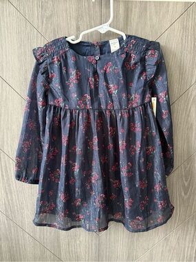 Oshkosh B’gosh Navy Floral Long Sleeve Dress